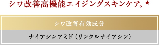 シワ改善高機能エイジングスキンケア。★シワ改善有効線分 ナイアシンアミド（リンクルナイアシン）