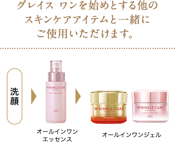グレイスワンを始めとする他のスキンケアアイテムと一緒にご使用いただけます。