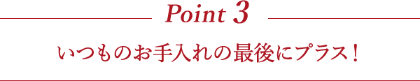 Point3 いつものお手入れの最後にプラス!